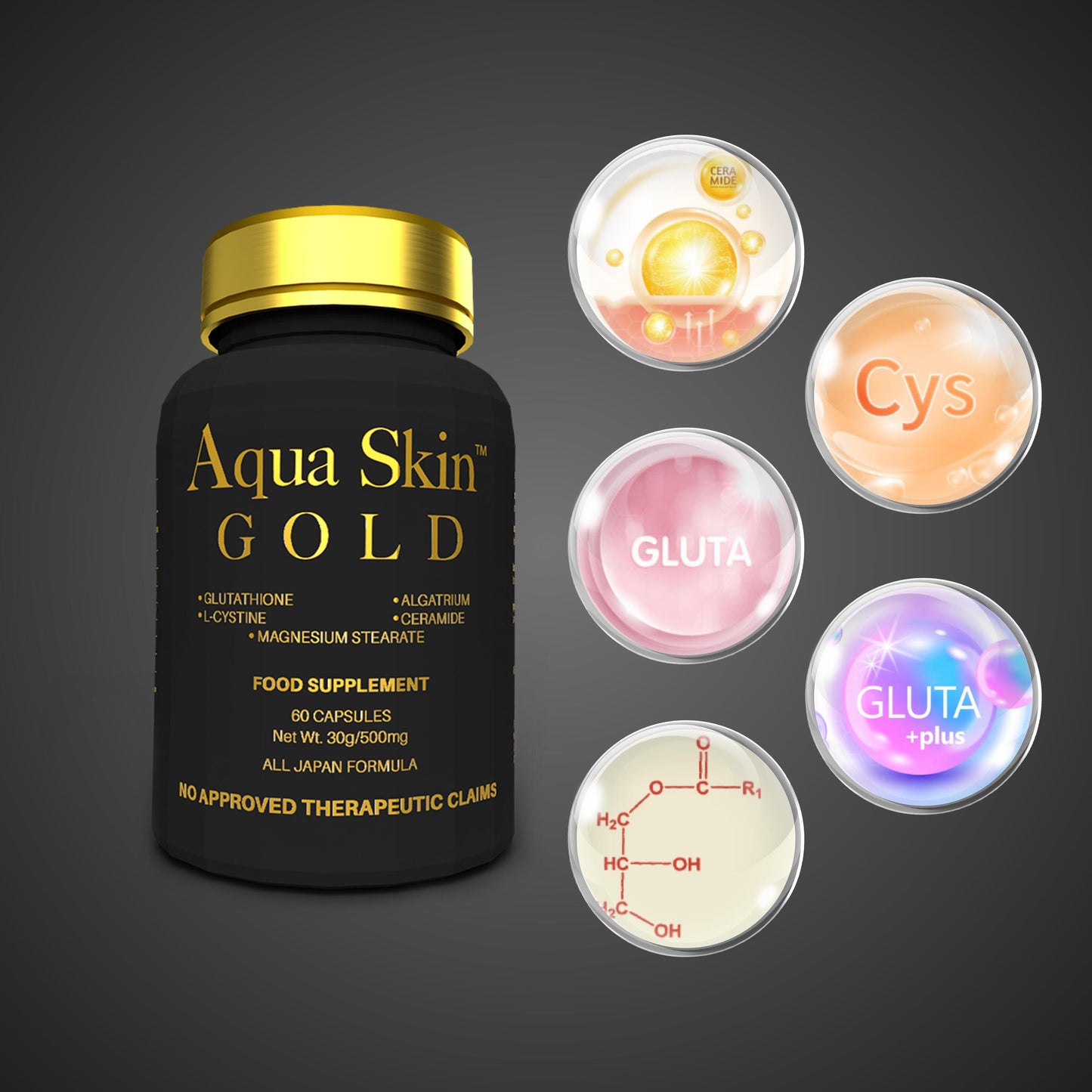 Aqua Skin Glutathione Capsules Gold